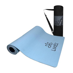 LiveEZ Anti-Skid Lightweight with perfect grip TPE Yoga Mat for Men and Women with Carry Bag (6mm, Sky & Navy Blue color)
