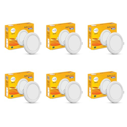 Wipro Garnet 8W Round LED Alpha Panel | Warm White (2700K) | Recessed Down Light for False Ceiling | Cutout - 110mm | Pack of 6
