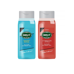 BRUT Set of 2 All-In-One Hair & Body Shower Gel - Sport Style & Attraction Totale