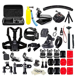 Powerpak 50-in-1 Mounts and Straps Action Camera Accessories Kit | Compatible with Gopro Hero 12/11/10/9/8/7/6/5, SJCAM, Insta360, Osmo, DJI YI Action Camera Accessories Kit