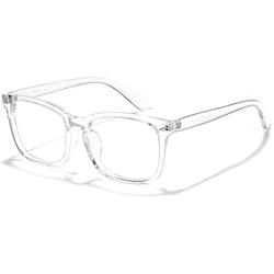 Roshfort Square Style Transparent Blue light filter glasses for men and women Blue ray blocking-cut, Anti Glare zero power Mobile computer/Laptop glasses for eye protection, Gaming TV Eyeglass (A-4)