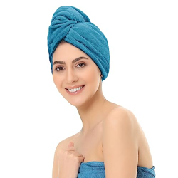 Sassoon Venir Microfiber Hair Wrap Towel for Women (Peacock Color, Free Size) with Smooth Texture Super Absorbent Quick Dry Hair Turban for Drying Hair