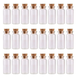 VRB Dec Tm Mini/Tiny Glass Jars With Wood Cork Stoppers,Wishing/Message Bottle For Decorations Lovely Small Wish Bottle Tiny Clear Empty Wishing Message Vial With Cork Jars(Pack Of 12 Pcs),Black