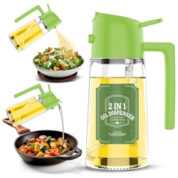 PANCA 500ml 2 in 1 Glass Oil Sprayer and Dispenser Bottle, Premium Nozzle, Multi Color (2 IN 1 OIL DISPENSER AND SPRAYER)