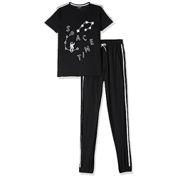 Amazon Brand - Symbol Boy's Casual Cotton Pajama Set (SYM-K-SS22-SET-252_Black_9-10 Years)
