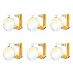 Wipro Garnet 18W Rimless Round CCT Surface Panel | Colour Changing Panel | Warm White, Neutral White, Cool White | Elegant Rimless Design | Surface Mounted LED Downlighter for Ceiling |Pack of 6