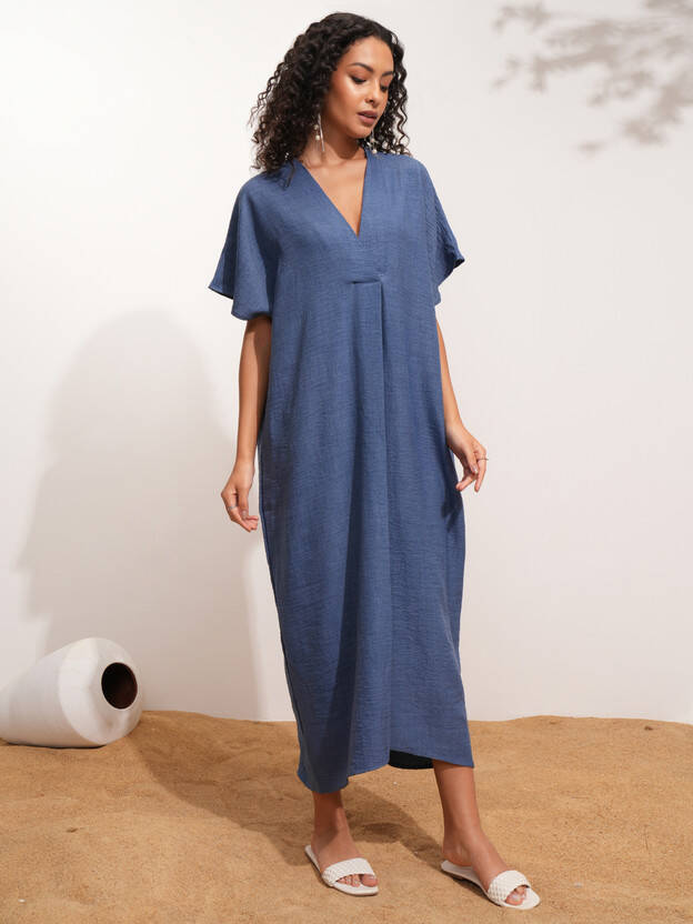 Women Kaftan Blue Maxi/Full Length Dress