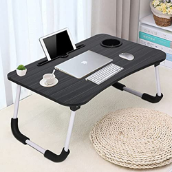 Ardith Multi-Purpose Laptop Desk for Study and Reading with Foldable Non-Slip Legs Reading Table Tray/Perfect for Eating Breakfast,Working, Watching Movie On Bed (black1)