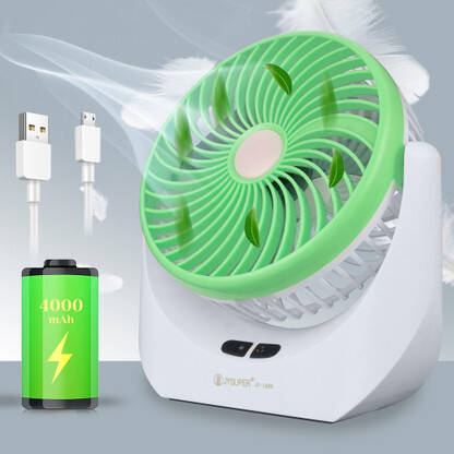 Terviiix High Speed Rechargeable Table Fan with LED Light, For Home, Kitchen, Office 5 Star 1400 mm 3 Blade Table Fan(Ultra High Speed | Green(USB-High-Powered) | Pack of 1)