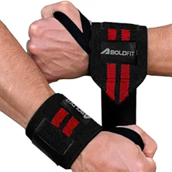 Boldfit Cotton Wrist Band for Men & Women, Wrist Supporter for Gym Wrist Wrap/Straps Gym Accessories for Men for Hand Grip & Wrist Support While Workout (Red - Black)