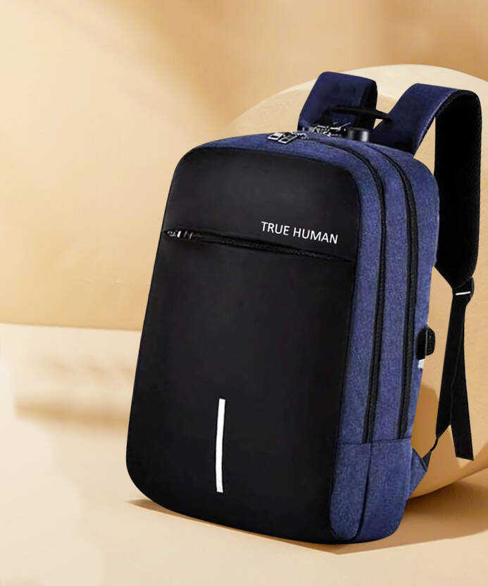 Large 32 L Backpack Anti-Theft Backpack with Combination Lock, USB Charging Port, Laptop Bag(Blue)