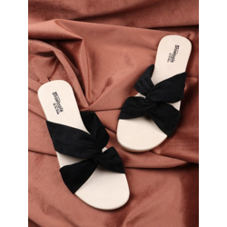 Women Black Open Toe Flats