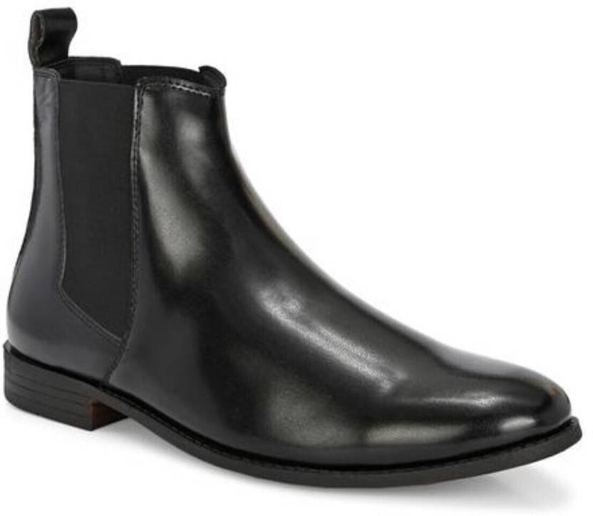 Handmade Black Chelsea Boots for Office, Party wear and Daily wear Running Shoes For Men(Black , 8)