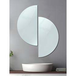White Two-Half Moon Glass Wall Mirror