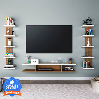 Flipkart Perfect Homes Trance Engineered Wood TV Entertainment Unit(Finish Color - Walnut & White, DIY(Do-It-Yourself))