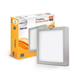 Wipro D651227 Garnet 12-Watt Trimless Panel Light (Warm White, Yellow, Square)