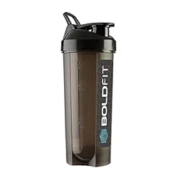 Boldfit Plastic Gym Typhoon Shaker Bottle, Leakproof Guarantee Sipper Bottle Ideal for Protein, Preworkout and Bcaas, BPA-Free Material (Typhoon Black, 700 Milliliters)