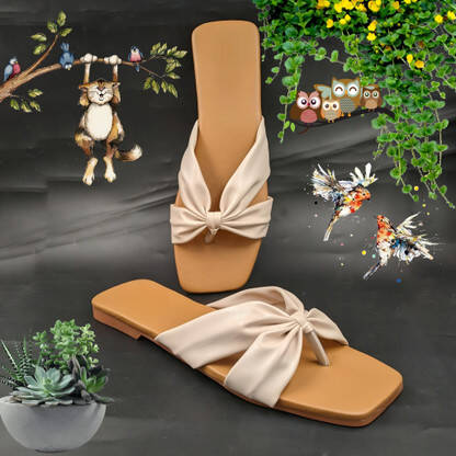Women Flats Sandal(Off White , 4)