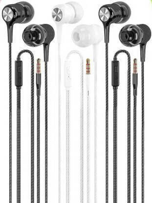 Gadget Zone Combo Pack of 3 Trending Headphones Earphones With Mic Wired Headset Wired(Black, White, In the Ear)