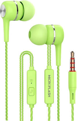 Microflash S7-Deep Bass, Clear Hi-Fi Sound, Headphones Wired(Green, In the Ear)