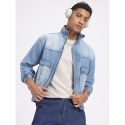 Street Style Stitches Washed Denim Jacket