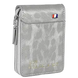 Storite RFID PU Leather 9 Slot Vertical Credit Debit Card Holder Money Wallet Zipper Coin Purse for Men Women (Grey - 11.5 x 2 x 8 Cm)