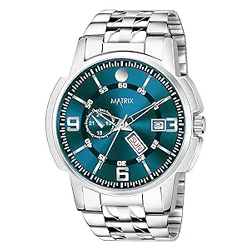 Matrix Black, Blue, White Dial, Day & Date Functioning, Stainless Steel Strap Analog Watch for Men & Women