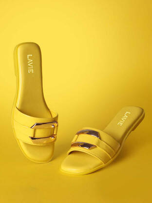 Women Flats Sandal(Yellow , 4)