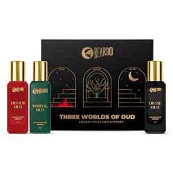 Beardo Oud Perfumes Giftset for Men - Three Worlds of Oud 3x20ml | Devil's, Mortal & Divine | Long lasting Perfume for Men | Luxury Perfume giftset for Men | Anniversay Gift | Gift for boyfriend, Hudsband, Friend