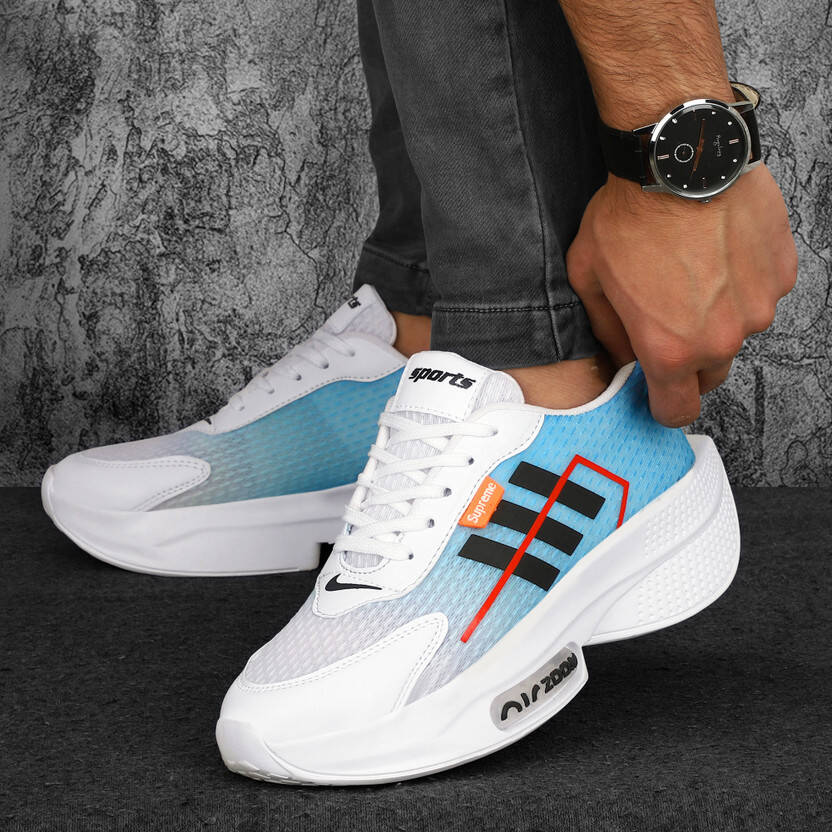 Aishley White Sneakers for men Party Wear For Men(Blue , 8)