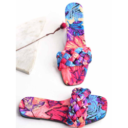 Women Multicoloured Textured Open Toe Flats