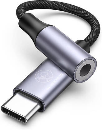 AUDIOCULAR Grey D13 Type C to 3.5mm Portable Audio Aux Adapter, Connector, Built-in DAC Phone Converter(SmartPhones, MP3 Player, Tablet, Speakers, Wired Earphones, Other Type C Devices)