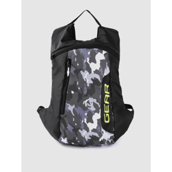 Unisex Black & Grey Camouflage & Brand Logo Print Backpack