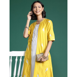 Striped Zari Kurta with Trousers with Shrug