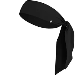 BISMAADH Sweat Polyester Wicking Tie Headband - Bandana for Sports, Running, Football, Workout - Men's Pirate Bandana, Black