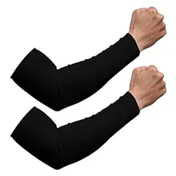 Kuber Industries Full Arm Sleeves | Cotton Summer Arm Sleeves | Protection from Sun Burns | Dust | Arm Sleeves for Women | Arm Sleeves for Men | 1 Pair | Black