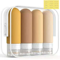 Lyrovo Travel Bottles Kit for Toiletries Organizer BPA Free 90ml Silicone Size Containers Portable Split Bottle Accessories for Conditioner Shampoo Lotion - 4 Pack, Multicolor