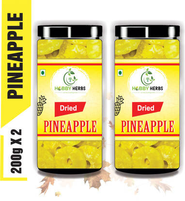 Hobby Herbs Dried Pineapple Ring 400g | Dry Fruits | Dry Pineapple | Pineapple(2 x 200 g)