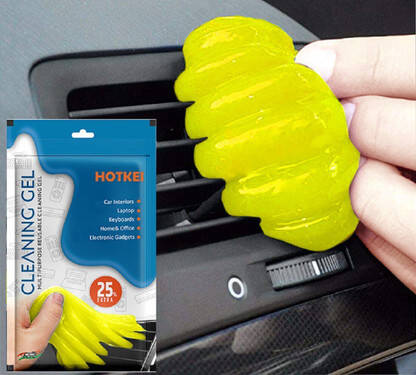 HOTKEI (100gm X 1 Packet Yellow) Multipurpose Perfumed Scented Car Ac Vent Interior Dashboard Dust Dirt Cleaning Cleaner Slime Slimy Gel Jelly Putty Kit For Car Keyboard Laptop PC Electronic Gadgets Products Cleaning Kit Car Dust Cleaner Cleaning Gel For Car Interior Vehicle Interior Cleaner(100 g)
