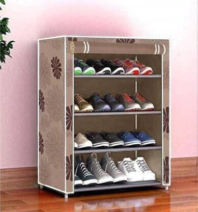 dbeautify 4 sleeves print PVC pipe shoe rack Plastic Collapsible Shoe Stand(Brown, 4 Shelves, DIY(Do-It-Yourself))