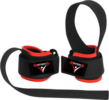VICTORY Pro Weight Lifting Bar Strap (Pack of 2) Wrist Support(Black, Red)