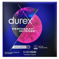 Durex Performax Intense Ribbed Dotted Condoms with Delay Lubricant - 24's