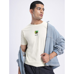 Add-Up Some Spices Printed Pure Cotton Regular-Fit T-shirt