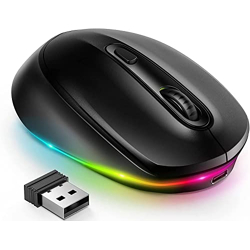 seenda Wireless LED Silent Ergonomic Mouse,2.4 GHz with USB Nano Receiver,Adjustable DPI,15 Light Patterns,Silent Click,Auto Sleep,Rechargeable Battery,Compatible with Win/Mac/PC/Laptop