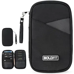 Boldfit Polyester Passport Cover for Men Card Holder for Men Travel Accessories Passport Holder for Women Travel Passport Holder Cards Passport Organizer for Travel Wallet Travel Essentials,Black