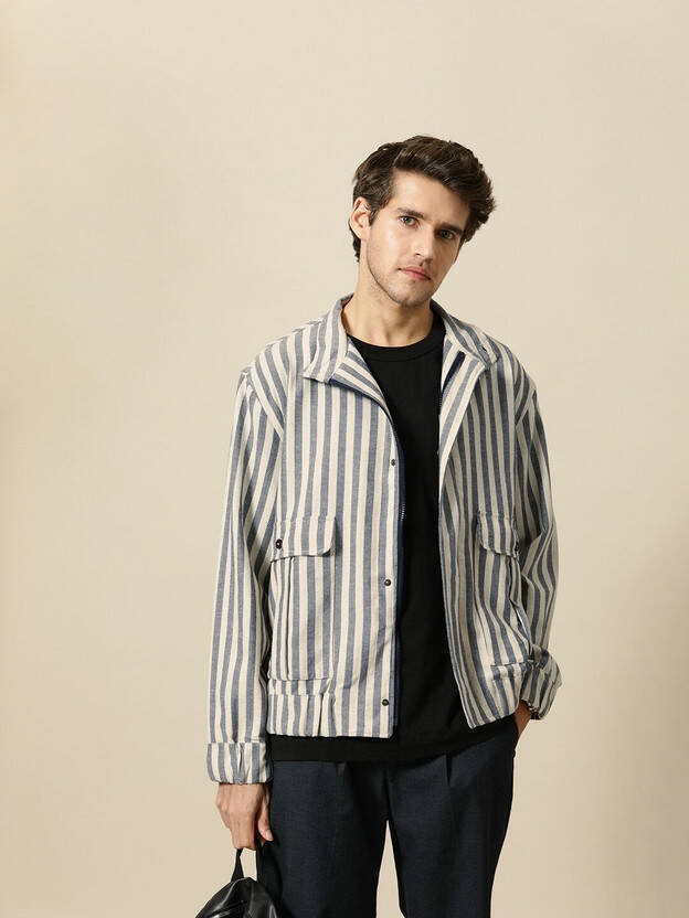 Men Striped Tailored Jacket