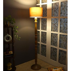 tu casa Mango Wood Floor Lamps with Red Shade for Home Dcor, Bedrooms Corner, Living Room, Gifting, Diwali Decoration, Hall, Office, Study Room (Height: - 56 ) - Bulb not Included