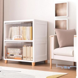 URBAN LUXY Collapsible Wardrobe Cloth Rack for Storage/Sturdy Wardrobe/Kitchen Cupboard/Foldable Storage Organizer/Closet for Bedroom/Living Room/Laundry Room (Cupboard Rack- 1DOOR Transparent, 2PCS)