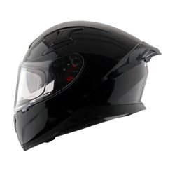 Axor Apex Solid ISI ECE DOT Certified Glossy Black Full Face Dual Visor Helmet for Men and Women with Pinlock Fitted Outer Clear Visor and Inner Smoke Sun Visor Black(L)