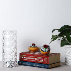 Lexton Crystal Table Lamp | 16 Color Changing Rose Crystal Diamond Shape | USB Rechargeable Touch Bedside Table Lamp | Night Light with Remote Control, for Bedroom Living Room Party Dcor